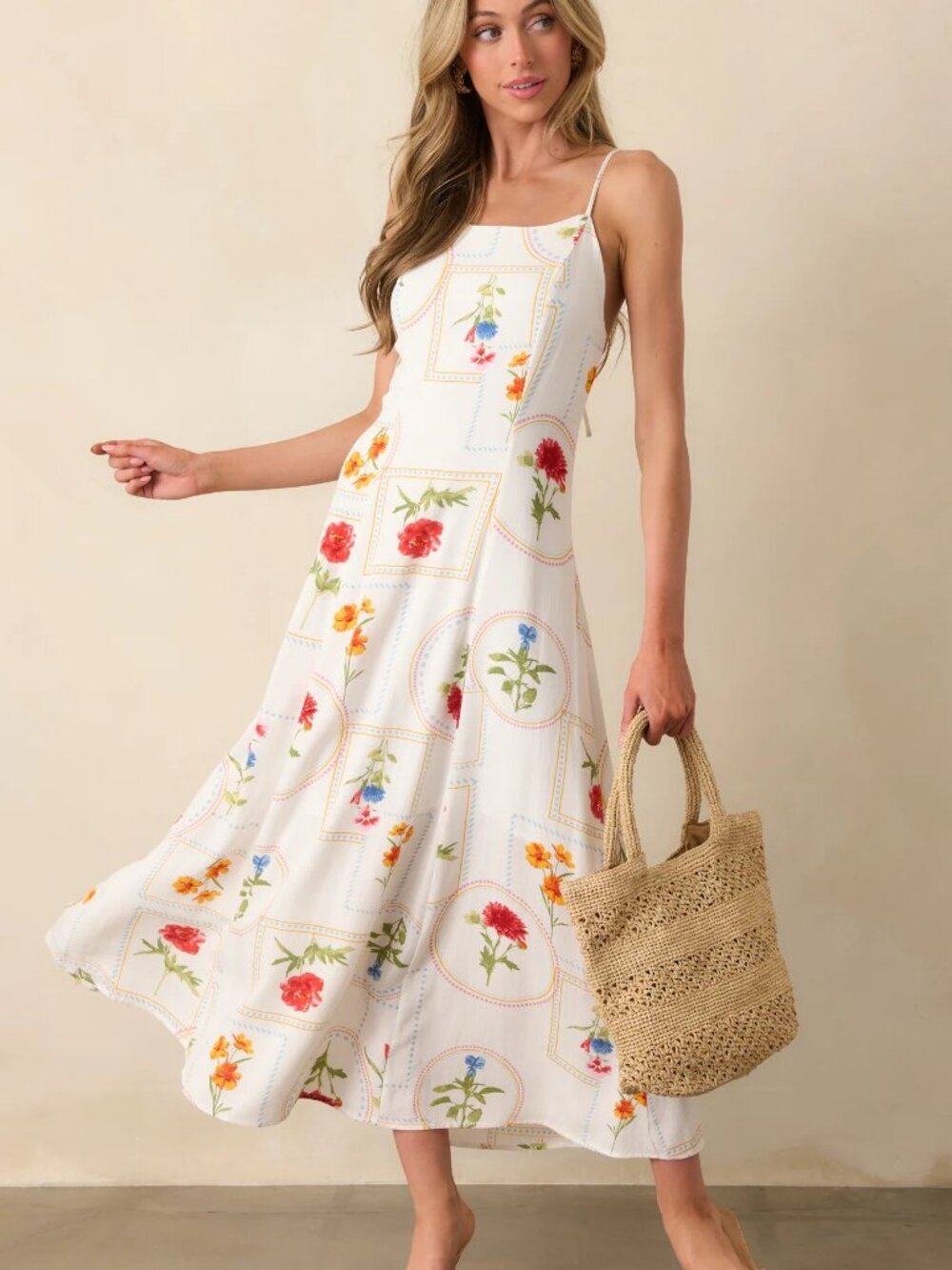 Moving On To Better Days Ivory Floral Patchwork Maxi Dress Size Small